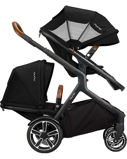 Nuna Demi Grow Stroller with Summer Canopy - Caviar - Convert to Double! Double Pushchairs