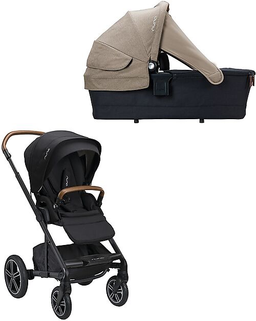 Nuna Mixx Next Duo Stroller - Caviar + Triv Carrycot - Timber Trio and Duo Strollers