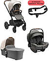 Nuna Trio Stroller + Mixx Next Birch Carrycot + Pipa Next i-Size Car Seat - Granite - Adapter Free Trio and Duo Strollers