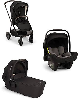Nuna Trio Triv Next Stroller + Pipa Next i-Size Car Seat + Carrycot Lytl - Caviar Trio and Duo Strollers