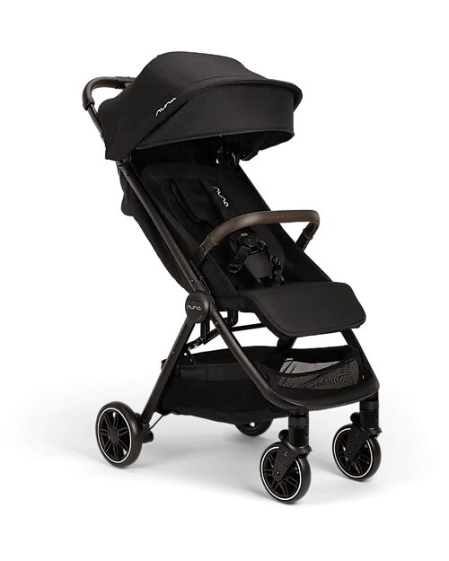Nuna TRVL Compact Stroller - Caviar - Cognac - Ideal for Traveling and the City Lights Strollers