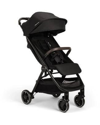 Nuna TRVL Compact Stroller - Caviar - Cognac - Ideal for Traveling and the City Lights Strollers