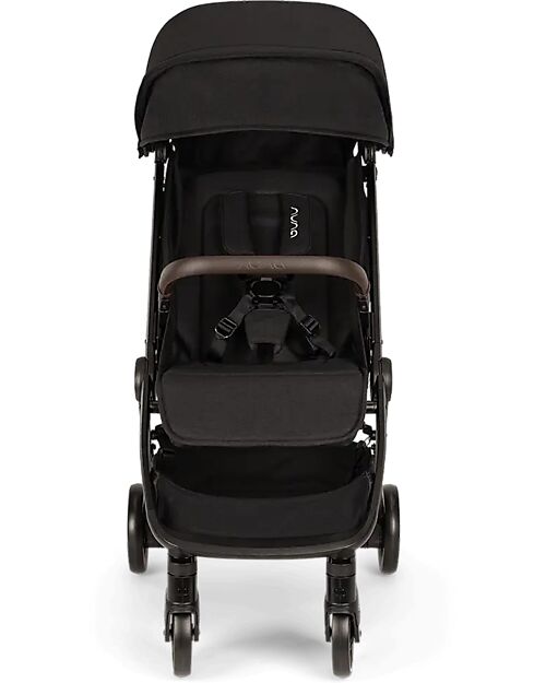 Nuna TRVL Compact Stroller - Caviar - Cognac - Ideal for Traveling and the City Lights Strollers