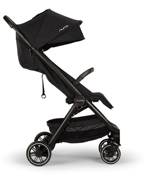 Nuna TRVL Compact Stroller - Caviar - Cognac - Ideal for Traveling and the City Lights Strollers