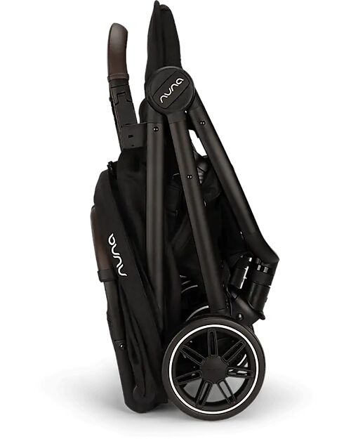 Nuna TRVL Compact Stroller - Caviar - Cognac - Ideal for Traveling and the City Lights Strollers