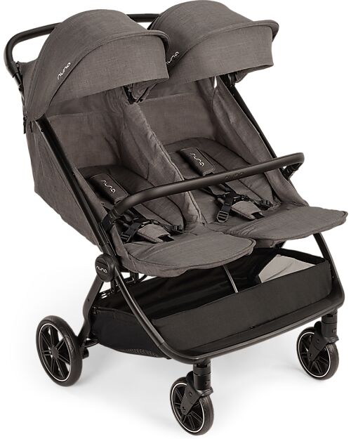 Nuna Trvl Dubl Twin Stroller - Caviar - Compact, Lightweight, and Double Double Pushchairs