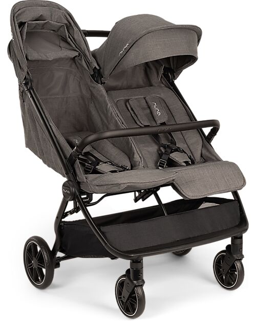 Nuna Trvl Dubl Twin Stroller - Caviar - Compact, Lightweight, and Double Double Pushchairs