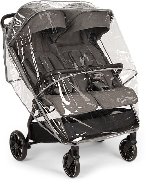 Nuna Trvl Dubl Twin Stroller - Caviar - Compact, Lightweight, and Double Double Pushchairs