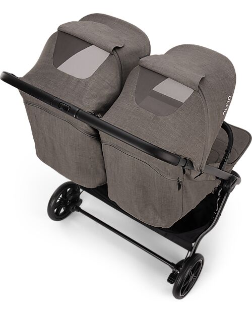 Nuna Trvl Dubl Twin Stroller - Caviar - Compact, Lightweight, and Double Double Pushchairs