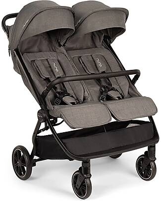 Nuna Trvl Dubl Twin Stroller - Thunder - Compact, Lightweight, and Double Double Pushchairs