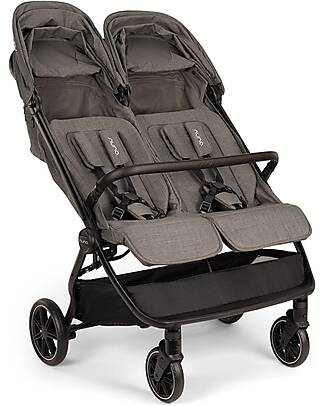 Nuna Trvl Dubl Twin Stroller - Thunder - Compact, Lightweight, and Double Double Pushchairs