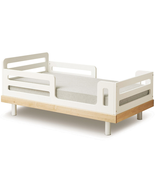Oeuf Classic Adjustable Toddler Bed - White & Birch Convertible Beds