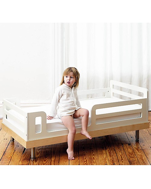 Oeuf Classic Adjustable Toddler Bed - White & Birch Convertible Beds