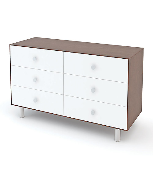 Oeuf Classic Merlin 6 Draw Dresser (in white / walnut) Dressers