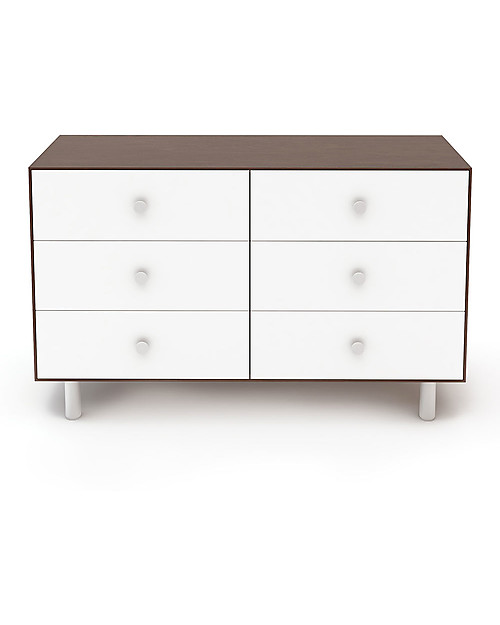 Oeuf Classic Merlin 6 Draw Dresser (in white / walnut) Dressers