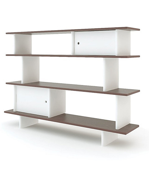 Oeuf Mini Library (White / Walnut) Montessori Bookcases