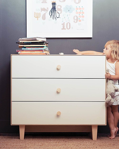 Oeuf Rhea Merlin 3 Drawer Dresser White & Birch Dressers