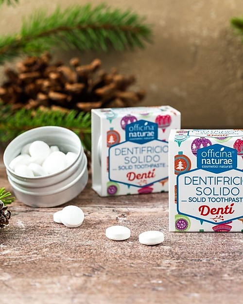 Officina Naturae Dentì - Toothpaste in Tablets - Travel size - 21 Tablets - Plastic Free! Toothpaste