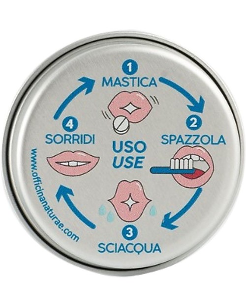 Officina Naturae Dentì - Toothpaste in Tablets - Travel size - 21 Tablets - Plastic Free! Toothpaste