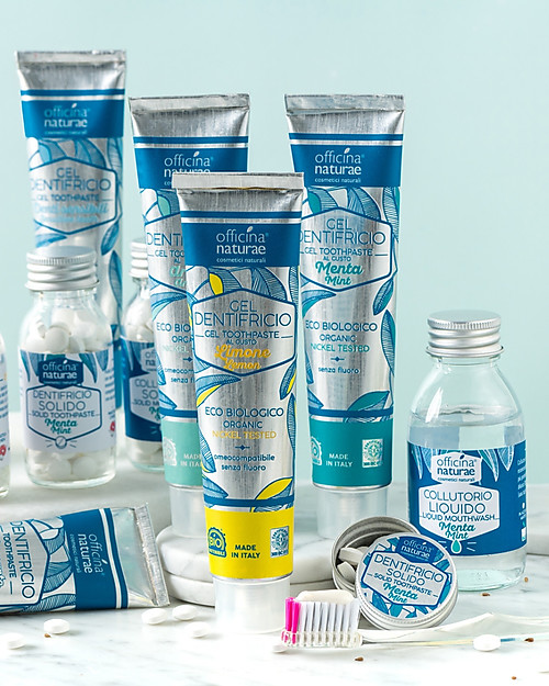 Officina Naturae Natural Toothpaste - Lemon - New Aluminum Tube - Plastic Free! Toothpaste