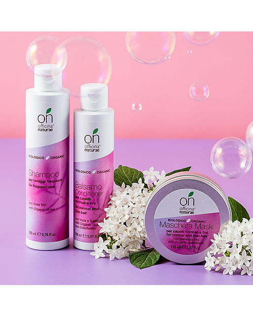 Officina Naturae Normal and Fine Hair Mask - Organic Elderberry and Violet - 150ml - AIAB Certified Hair Care