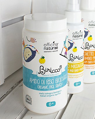 Officina Naturae Organic Rice Starch with Quince and Mauve, 100 gr - Delicate and soothening, perfect for irritated skin Baby Bath Wash and shampoo