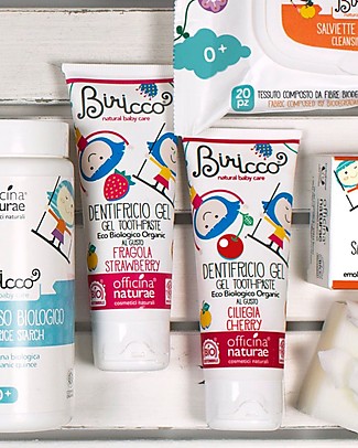 Officina Naturae Organic Toothpaste Gel, Cherry - 75 ml Toothpaste and Toothbrush