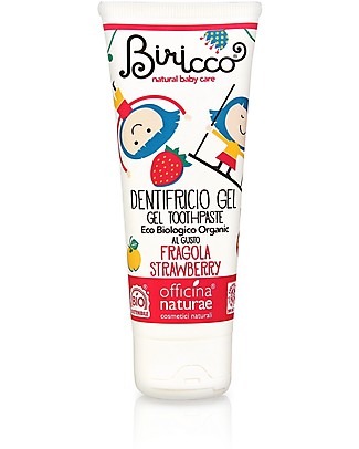 Officina Naturae Organic Toothpaste Gel, Strawberry - 75 ml Toothpaste and Toothbrush