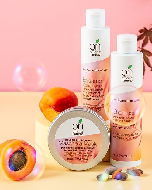 Officina Naturae Split Ends and Dry Hair Shampoo - Almond Wheat Protein and Organic Apricot - 200ml - AIAB Certified Shampoos And Bath Wash