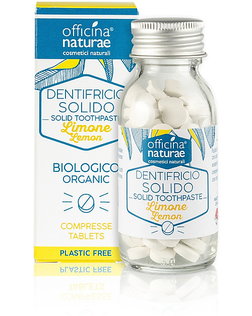Officina Naturae Toothpaste in Tablets - Lemon - 115 Tablets - Bio-sustainable and Plastic Free! Toothpaste