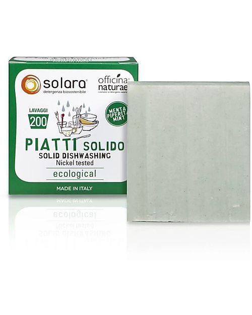 Officina Naturae Zero Waste Mint Dishes Gift Set: Solid Detergent - Dish Brush - Solid Holder Tableware Detergent