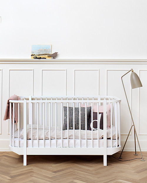 Oliver Furniture Wood Cot, White, 70x140 cm - Convertible with modular structure Convertible Beds