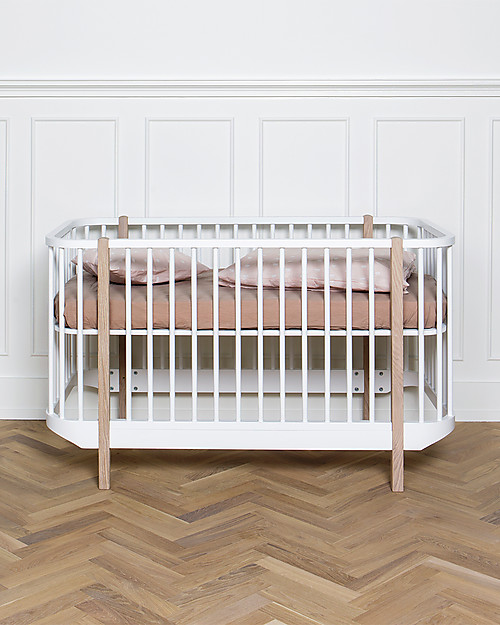 Oliver Furniture Wood Cot, White, 70x140 cm - Convertible with modular structure Convertible Beds