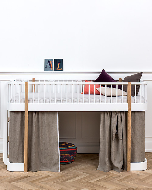 Oliver Furniture Wood Low Loft Bed, Oak, 90x200 cm - Convertible with modular structure Convertible Beds