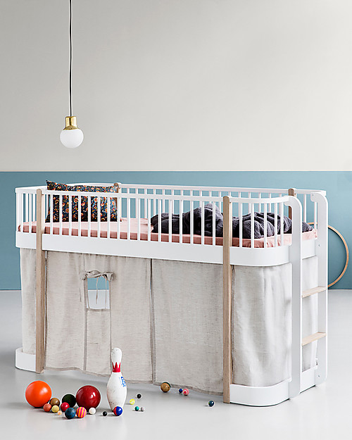 Oliver Furniture Wood Low Loft Bed, Oak, 90x200 cm - Convertible with modular structure Convertible Beds