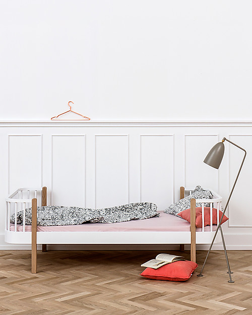 Oliver Furniture Wood Single Bed, Oak, 90x200 cm - Convertible with modular structure Convertible Beds