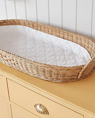 Olli Ella Bayu Baby Changing Basket with Vegan Leather Handles -71x32,4 cm - Handmade! Changing Tables