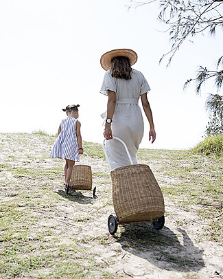 Olli Ella Big Luggy, Toy’s Basket with Wheels, Natural - Fair trade, handmade! Toy Storage Boxes