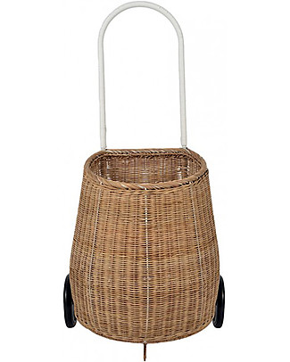 Olli Ella Big Luggy, Toy’s Basket with Wheels, Natural - Fair trade, handmade! Toy Storage Boxes