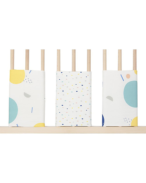 Olli Ella Bumpettes, Individual Cot Bar Bumpers, Cosmo - 6-pieces pack, 100% Organic Cotton Bumpers