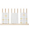 Olli Ella Bumpettes, Individual Cot Bar Bumpers, Harlequin Dusk Grey/Yellow - Set of 6 pieces, 100% Organic Cotton Bumpers