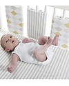 Olli Ella Bumpettes, Individual Cot Bar Bumpers, Harlequin Dusk Grey/Yellow - Set of 6 pieces, 100% Organic Cotton Bumpers