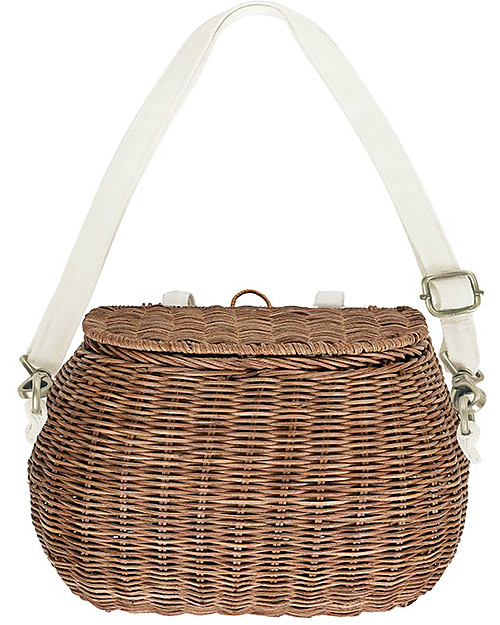 Olli Ella Chari Mama Rattan Bag 28 x 19 x 18 cm, Natural - From bag to bike basket! Makeup Bags and Pouches