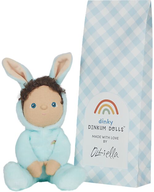 Olli Ella Dinky Dinkum Doll - Basil Bunny - Fluffle Family - Misty Blue Dolls