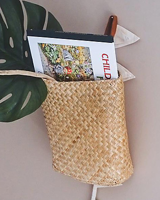 Olli Ella Hanging Book Basket 30x23 cm - Fatto a mano! Toy Storage Boxes
