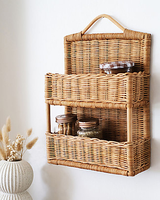 Olli Ella Hello Hanging Shelf in Rattan - 26x39 cm Shelves
