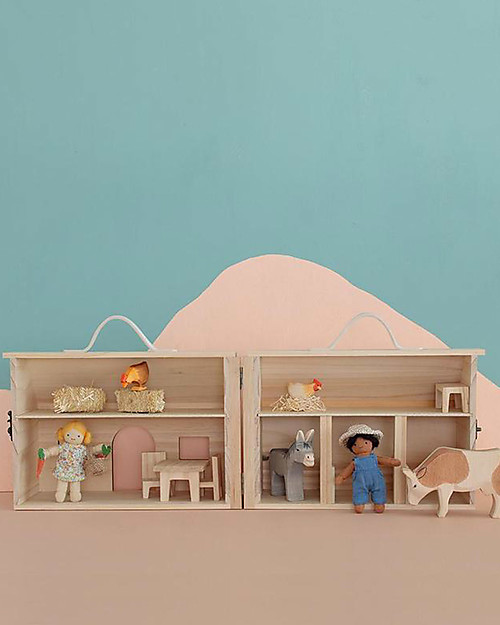 Olli Ella Holdie Barn Natural - Lightweight and Portable Dolls Houses