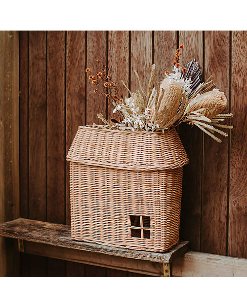 Olli Ella House Shaped Multipurpose Basket - Natural - 100% Rattan Wicker Basket