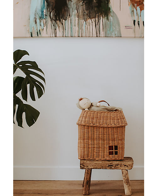 Olli Ella House Shaped Multipurpose Basket - Natural - 100% Rattan Wicker Basket