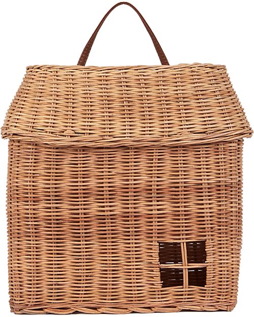 Olli Ella House Shaped Multipurpose Basket - Natural - 100% Rattan Wicker Basket